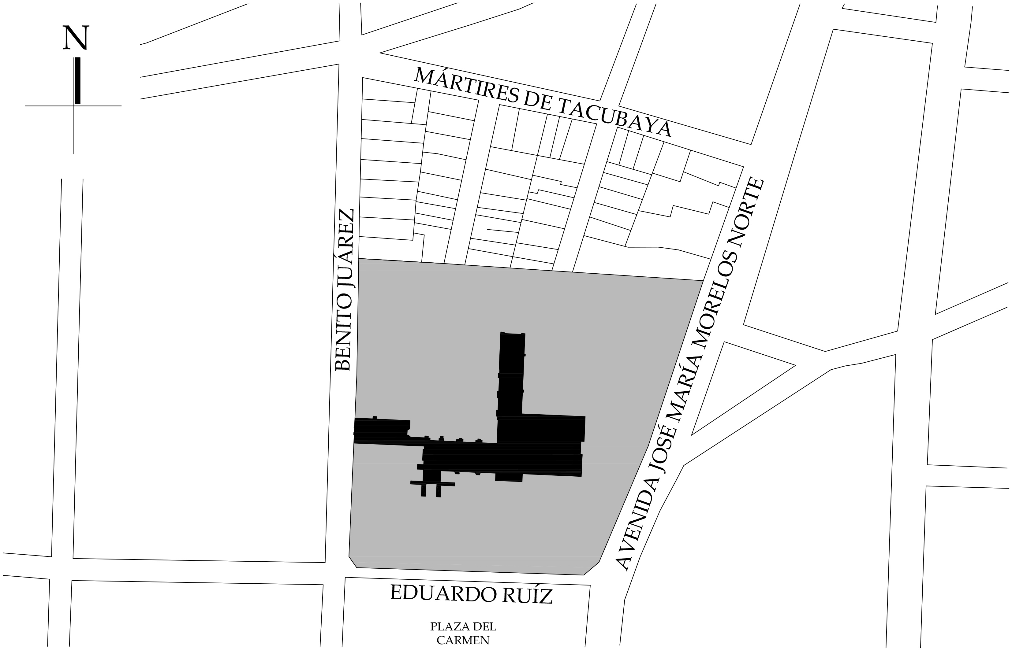 Croquis de localización, 2021. Fuente: Plano catastral de la Ciudad de Morelia, 2005.