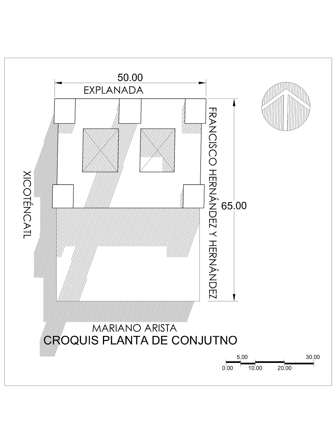 Croquis de levantamiento de conjunto arquitectónico