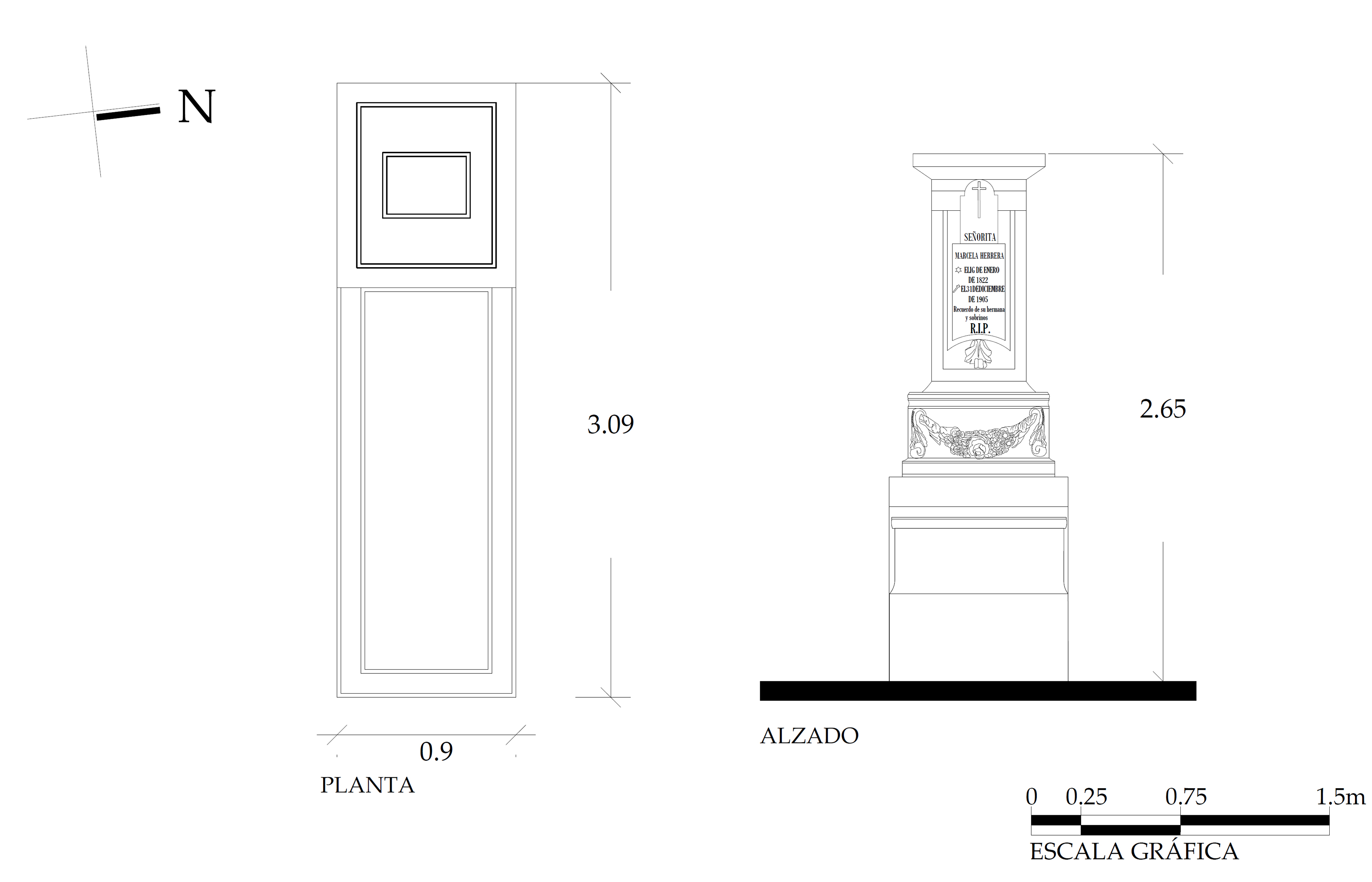 Planta arquitect&oacute;nica y alzado, 2016.