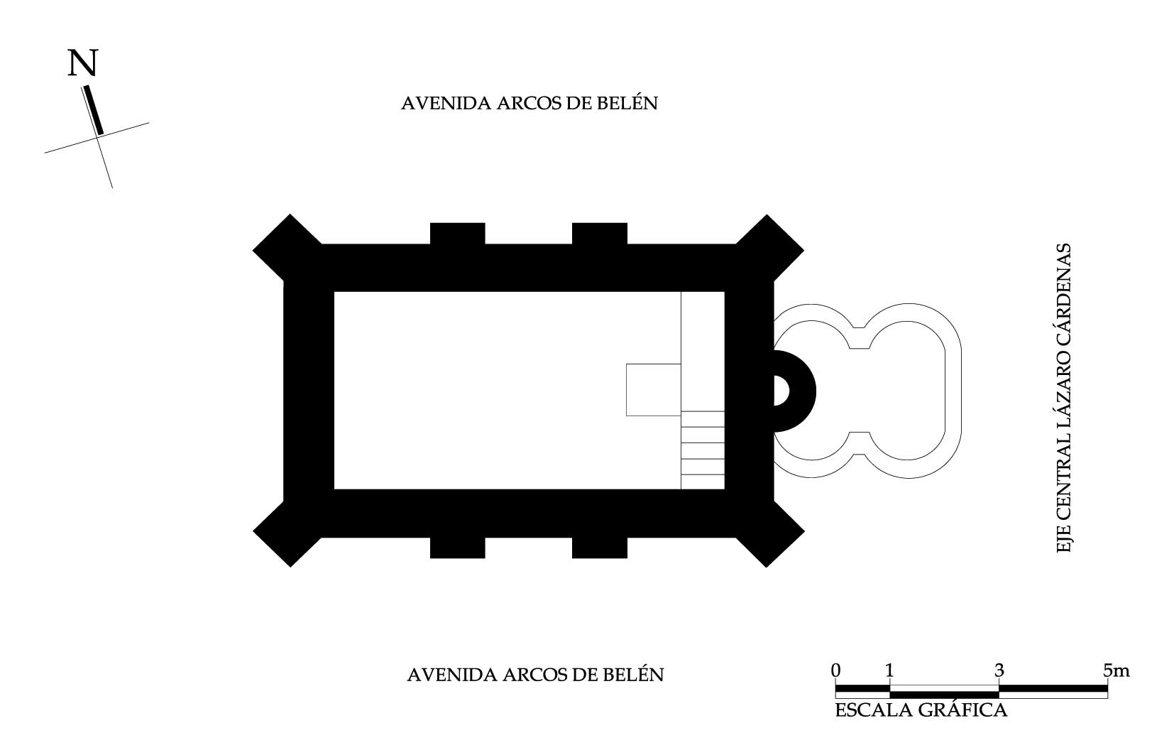 Planta arquitect&oacute;nica. Fuente: Expediente &quot;Fuente del Salto del Agua&quot; del Archivo Geogr&aacute;fico de la CNMH &quot;Jorge Enciso&quot;.
