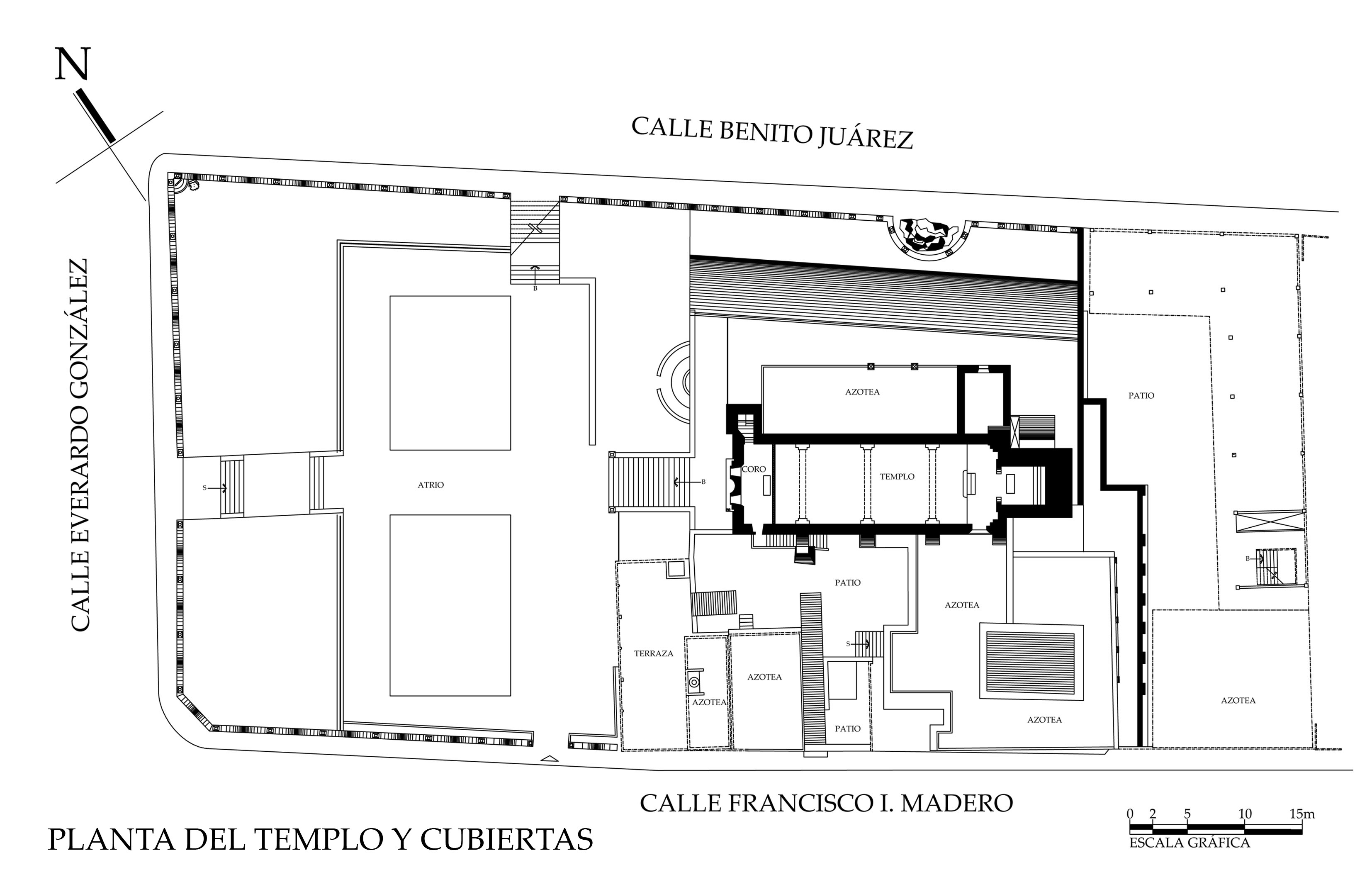 Planta arquitectónica del conjunto del Ex Convento de Santa Martha Acatitla, 2016.