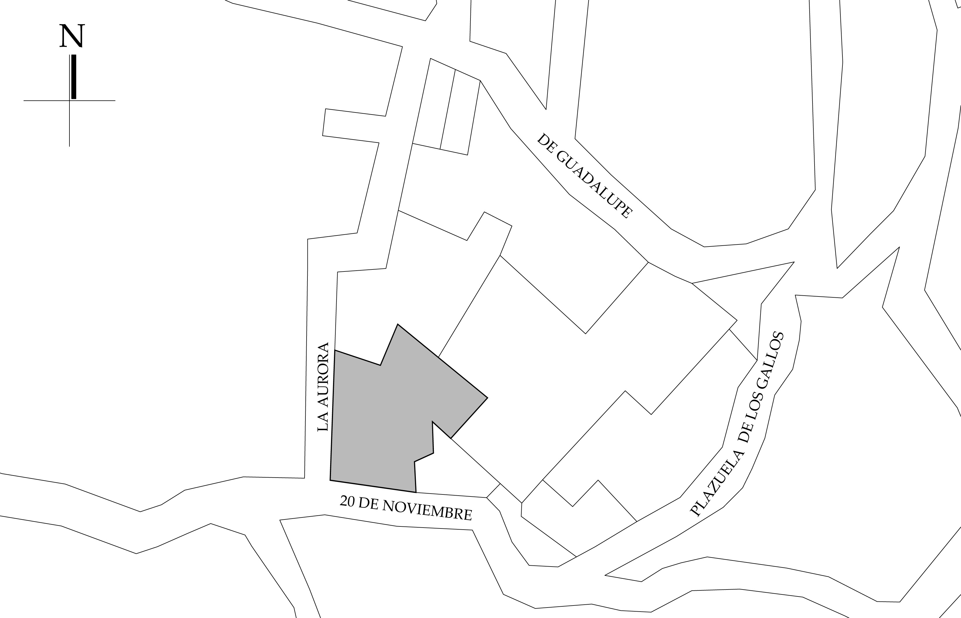 Croquis de Localización. Fuente: Plano de la Ciudad de Taxco, Secretaria de Planeación, Desarrollo Municipal y Obras Públicas de Taxco. 2019.