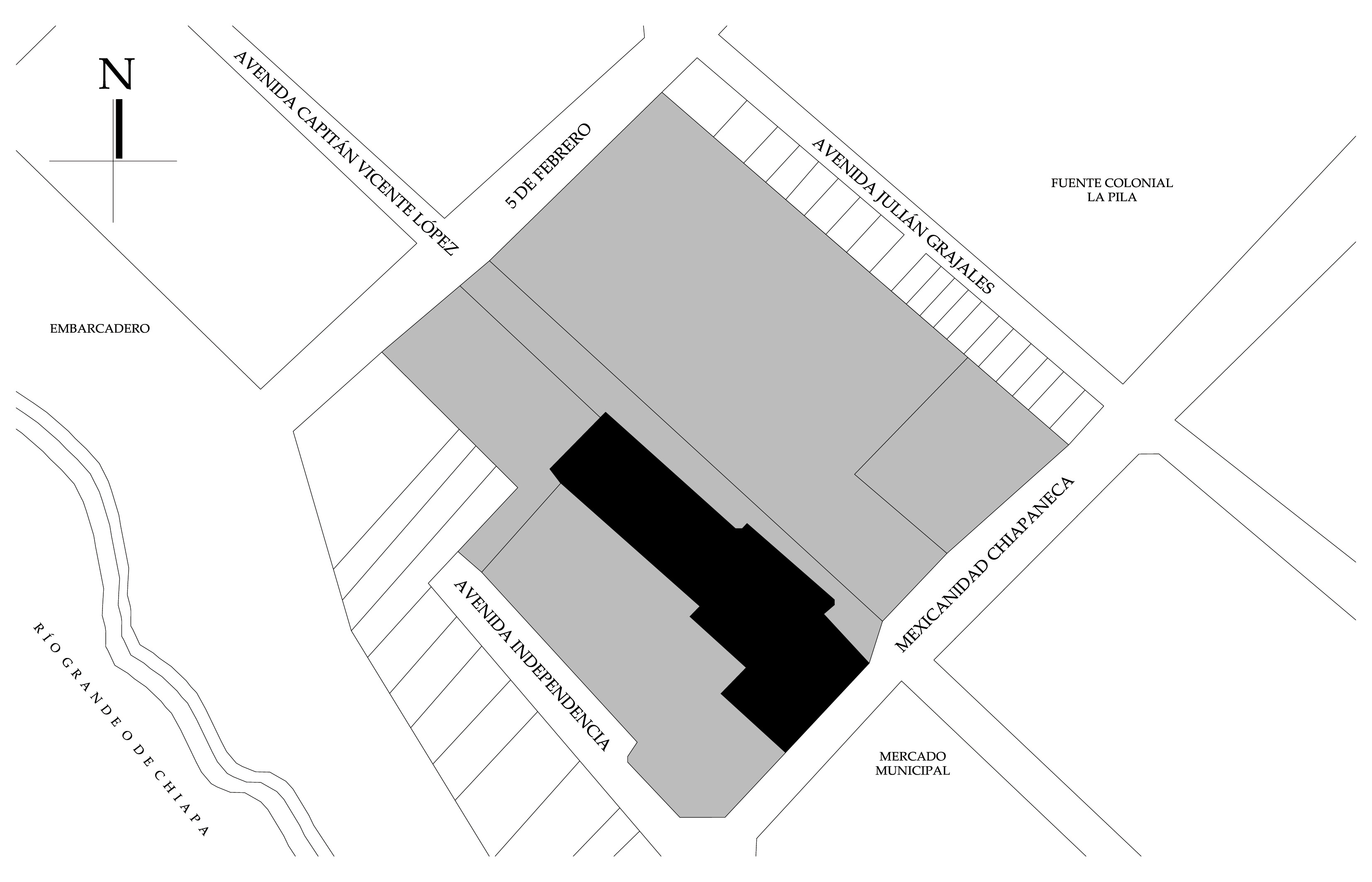 Croquis de localización, 2015. Fuente: Plano de Zona de Monumentos Históricos de Chiapa de Corzo, 2020.
