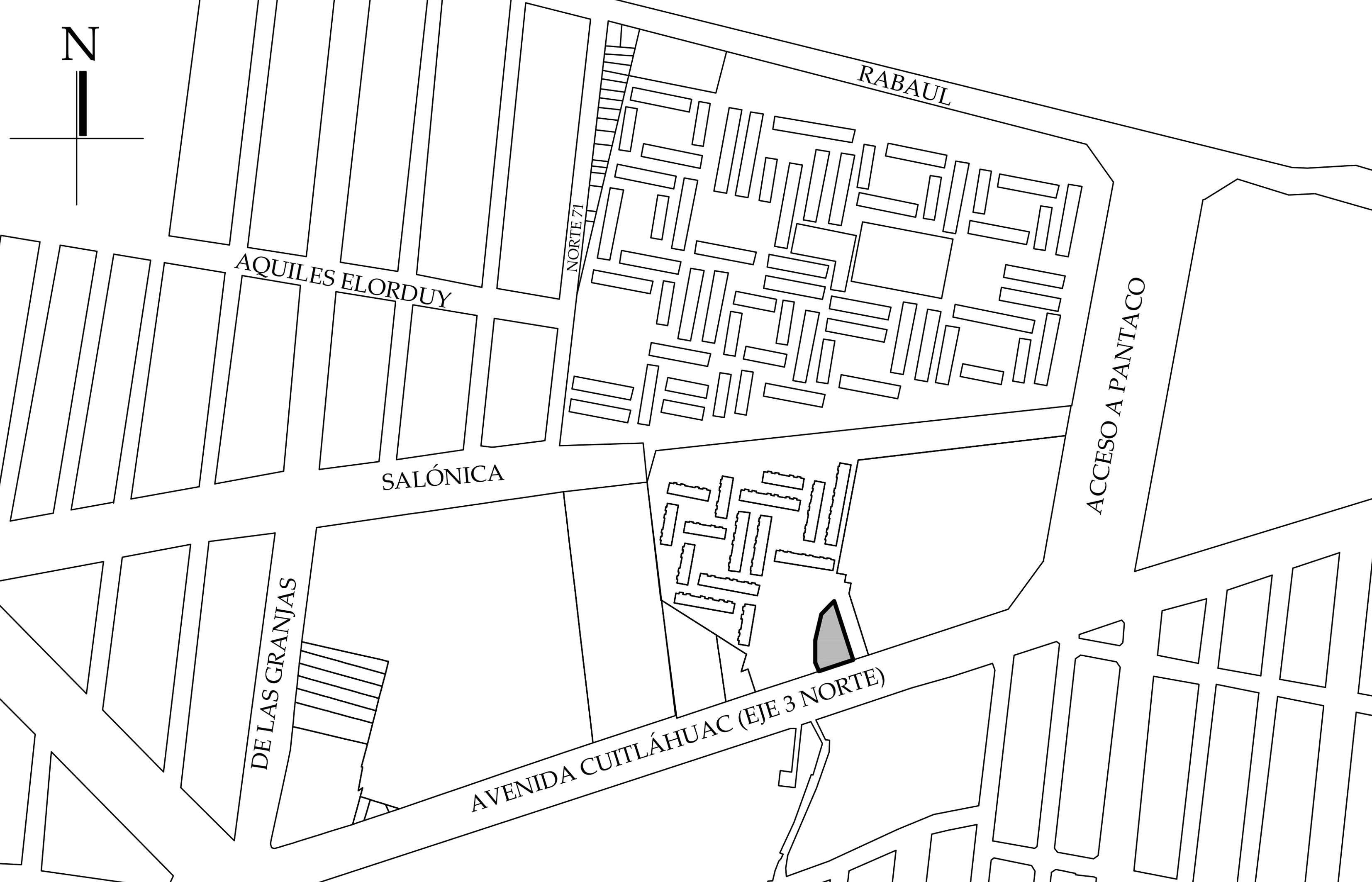 Croquis de localizaci&oacute;n, 2022. Fuente: Sistema de Informaci&oacute;n Geogr&aacute;fica Ciudad MX Seduvi, 2009.