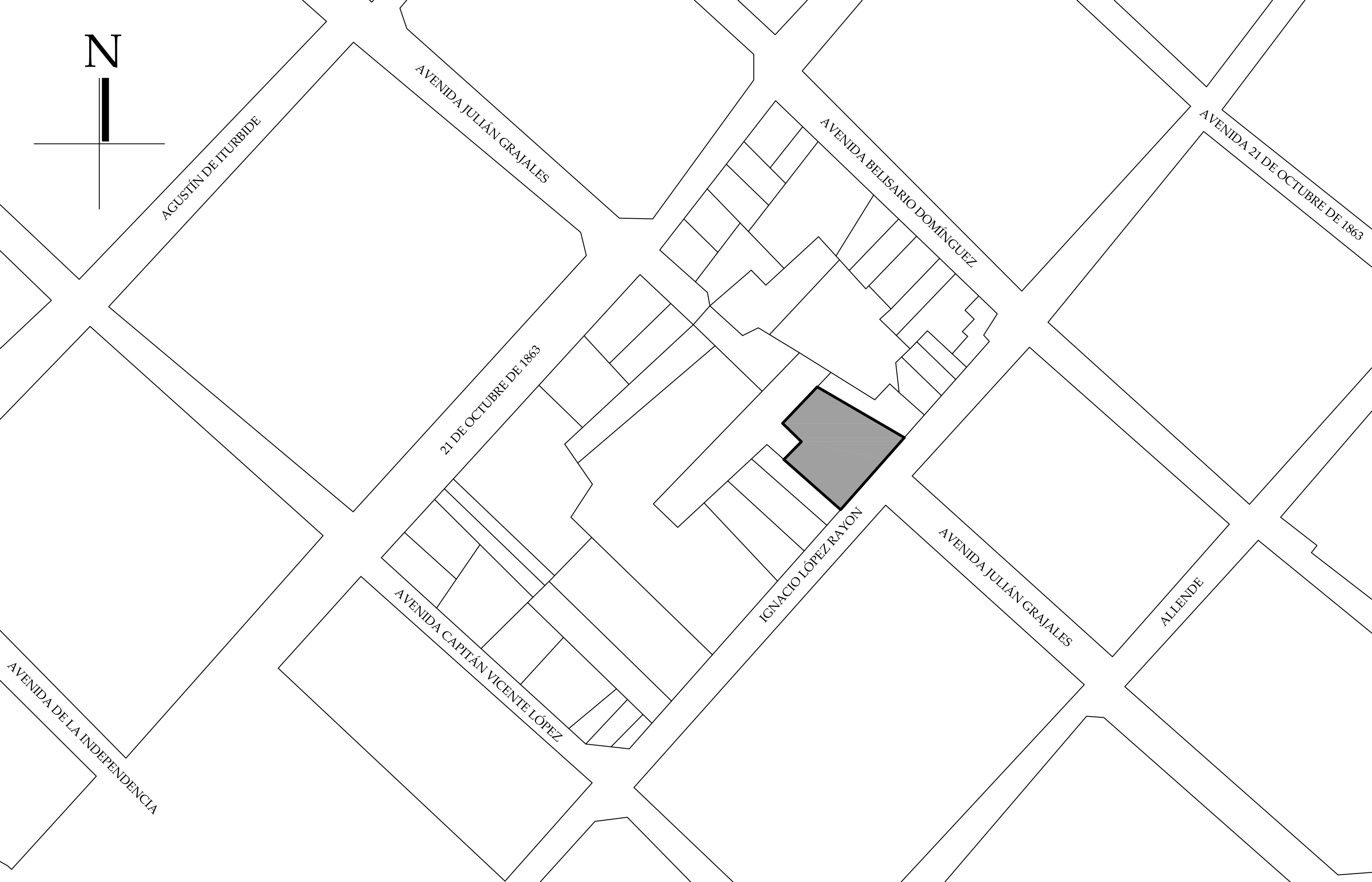 Croquis de localización, 2015. Fuente: Plano de Zona de Monumentos Históricos de Chiapa de Corzo, 2020.