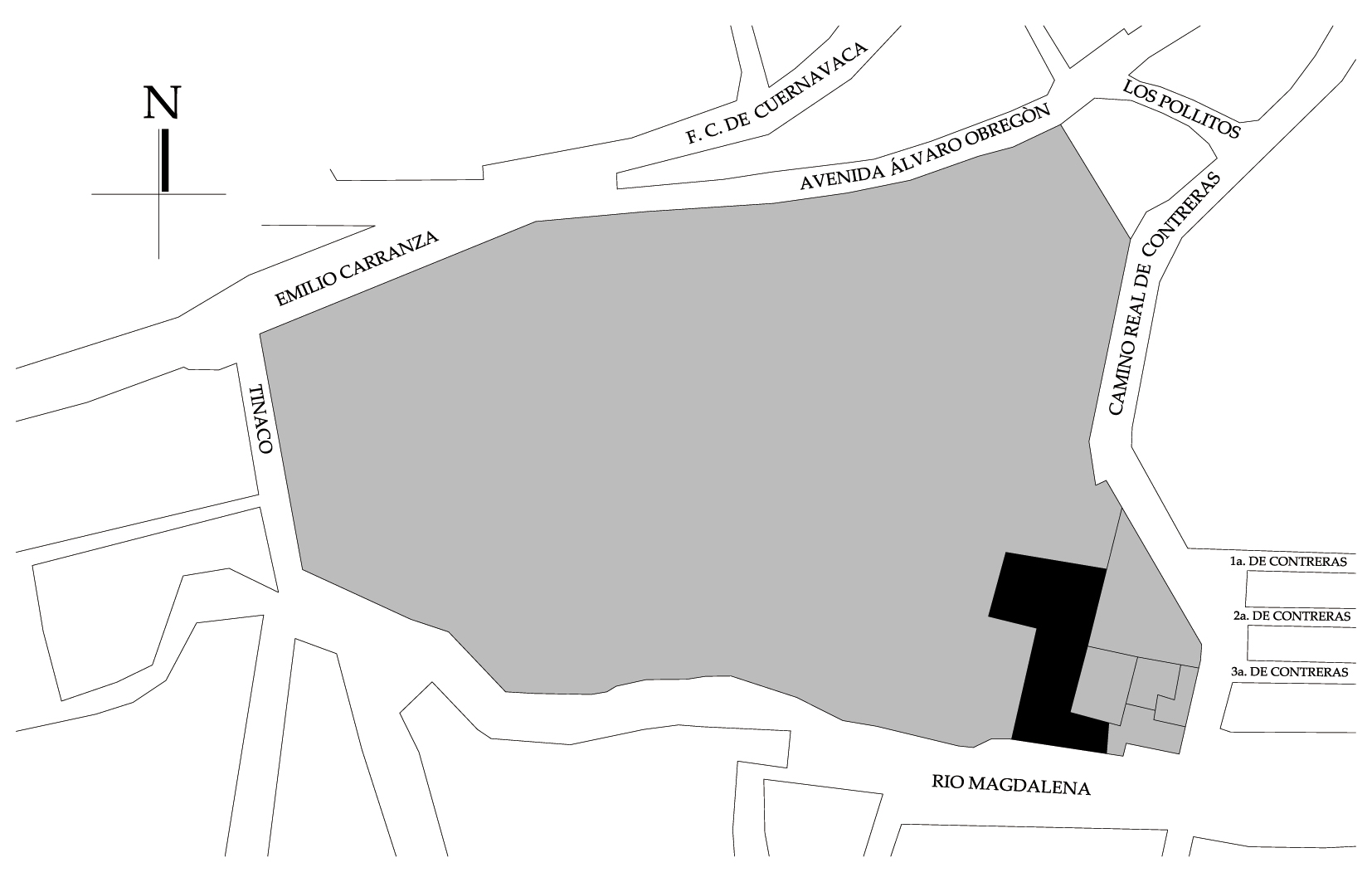 Croquis de localización, 2021. Fuente: Sistema de información geográfica de la Ciudad de México, SEDUVI. DWG.