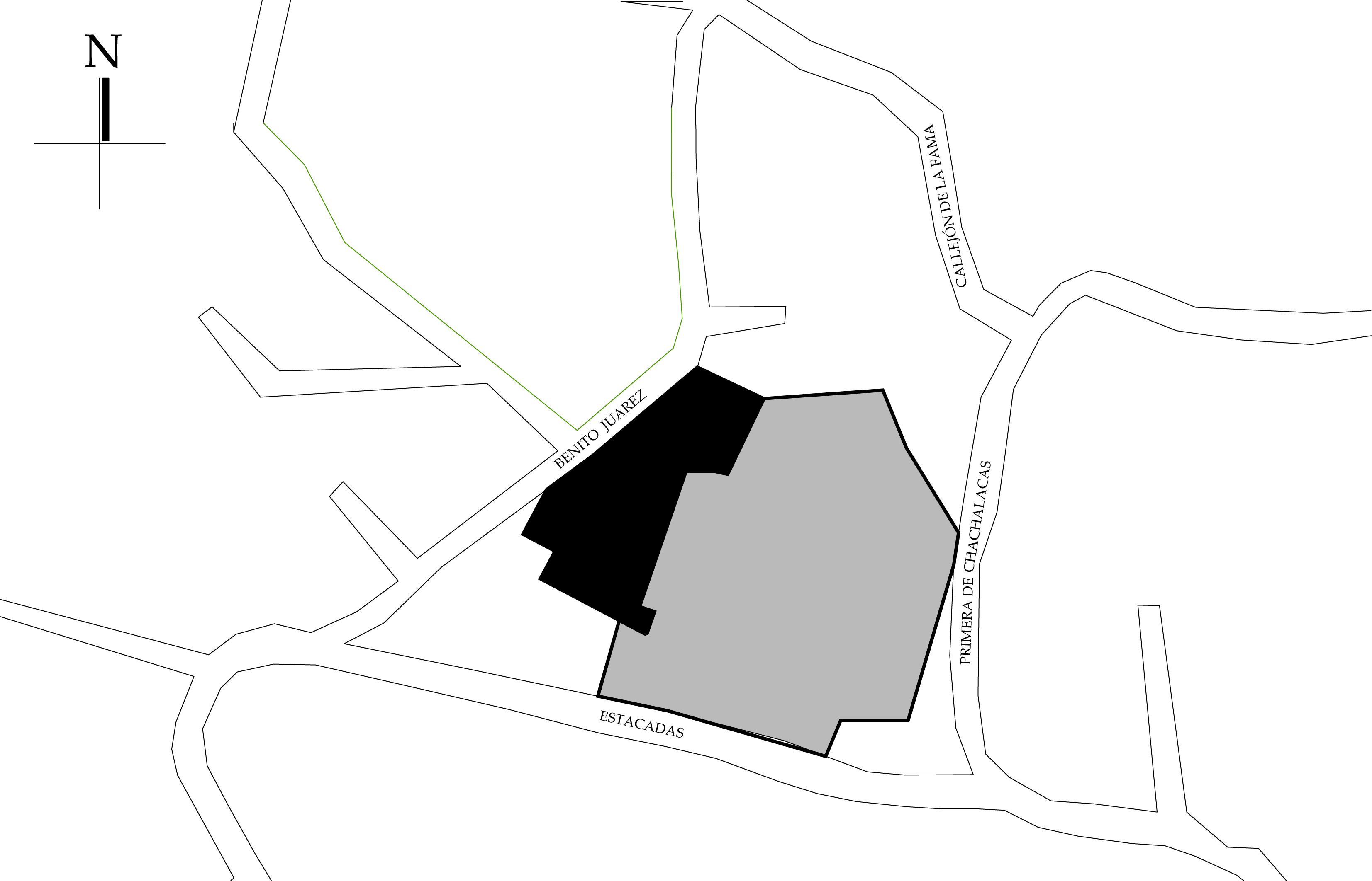 Croquis de Localización. Fuente: Plano de la Ciudad de Taxco, Secretaria de Planeación, Desarrollo Municipal y Obras Públicas de Taxco. 2019.