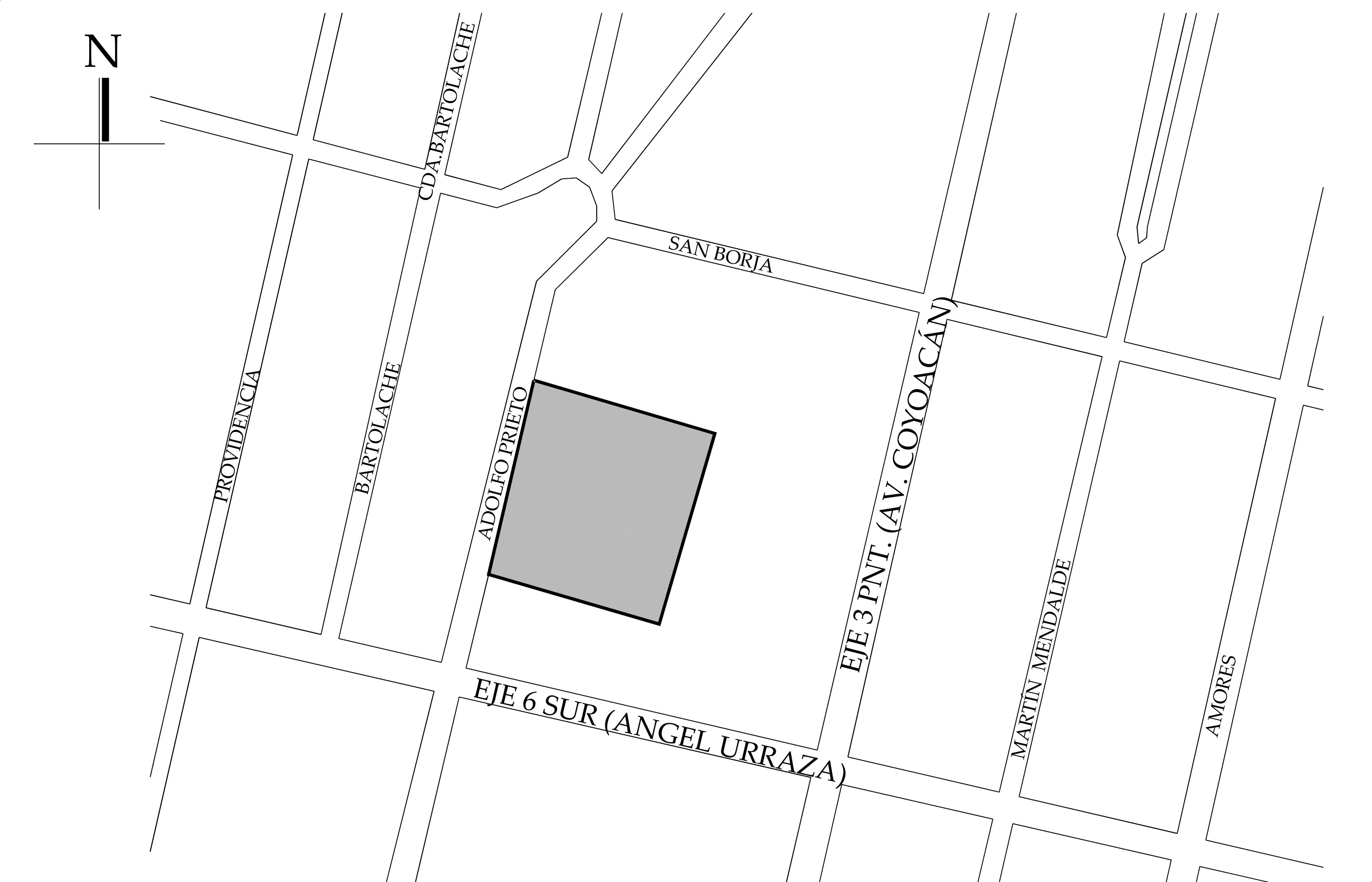 Croquis de localización. 2018. Fuente: Catastro CiudadMX SEDUVI.