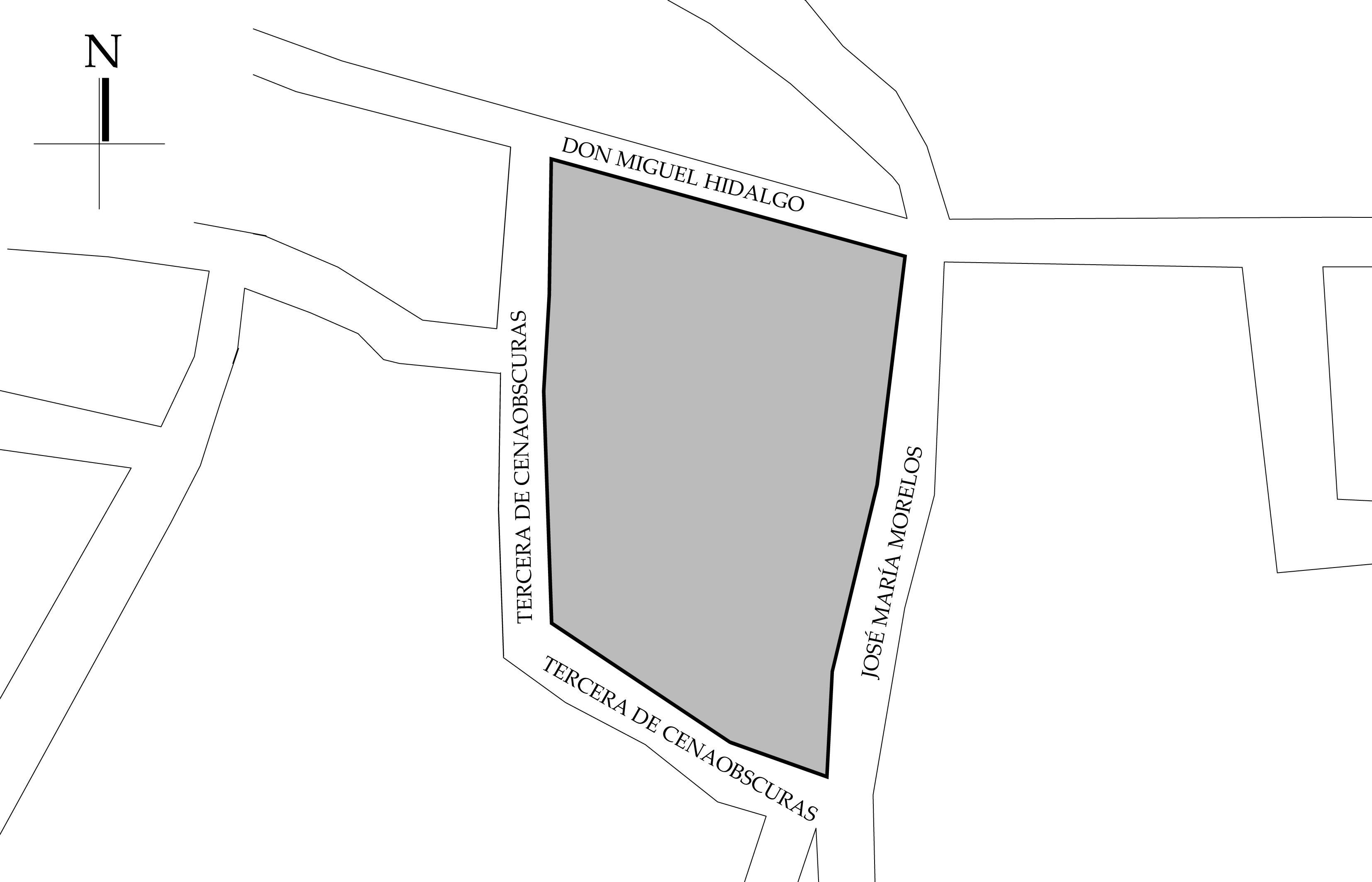 Croquis de Localizaci&oacute;n. Fuente: Plano de la Ciudad de Taxco, Secretaria de Planeaci&oacute;n, Desarrollo Municipal y Obras P&uacute;blicas de Taxco. 2019.