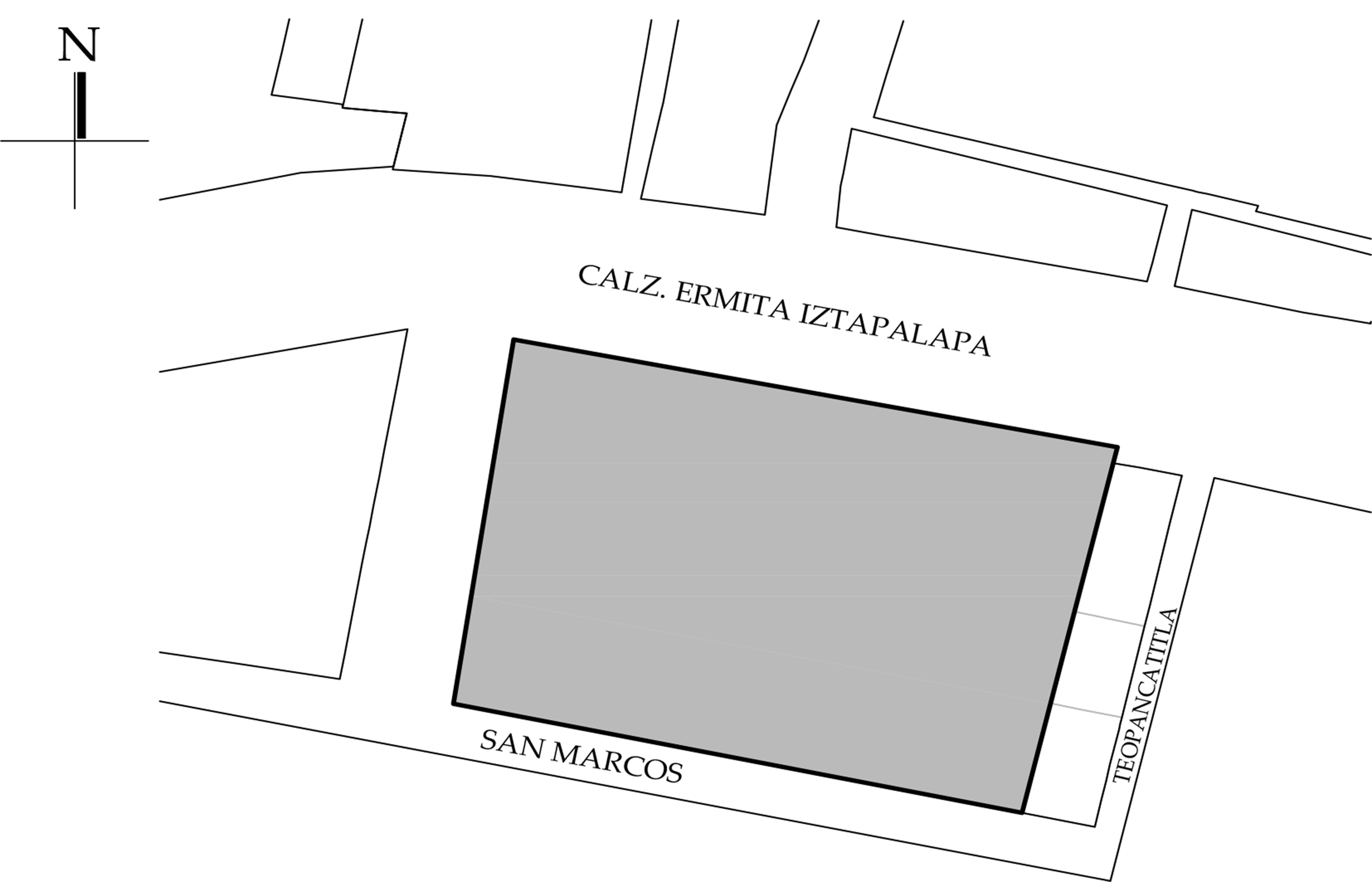 Croquis de localización, dibujado con datos obtenidos de Google Earth.
