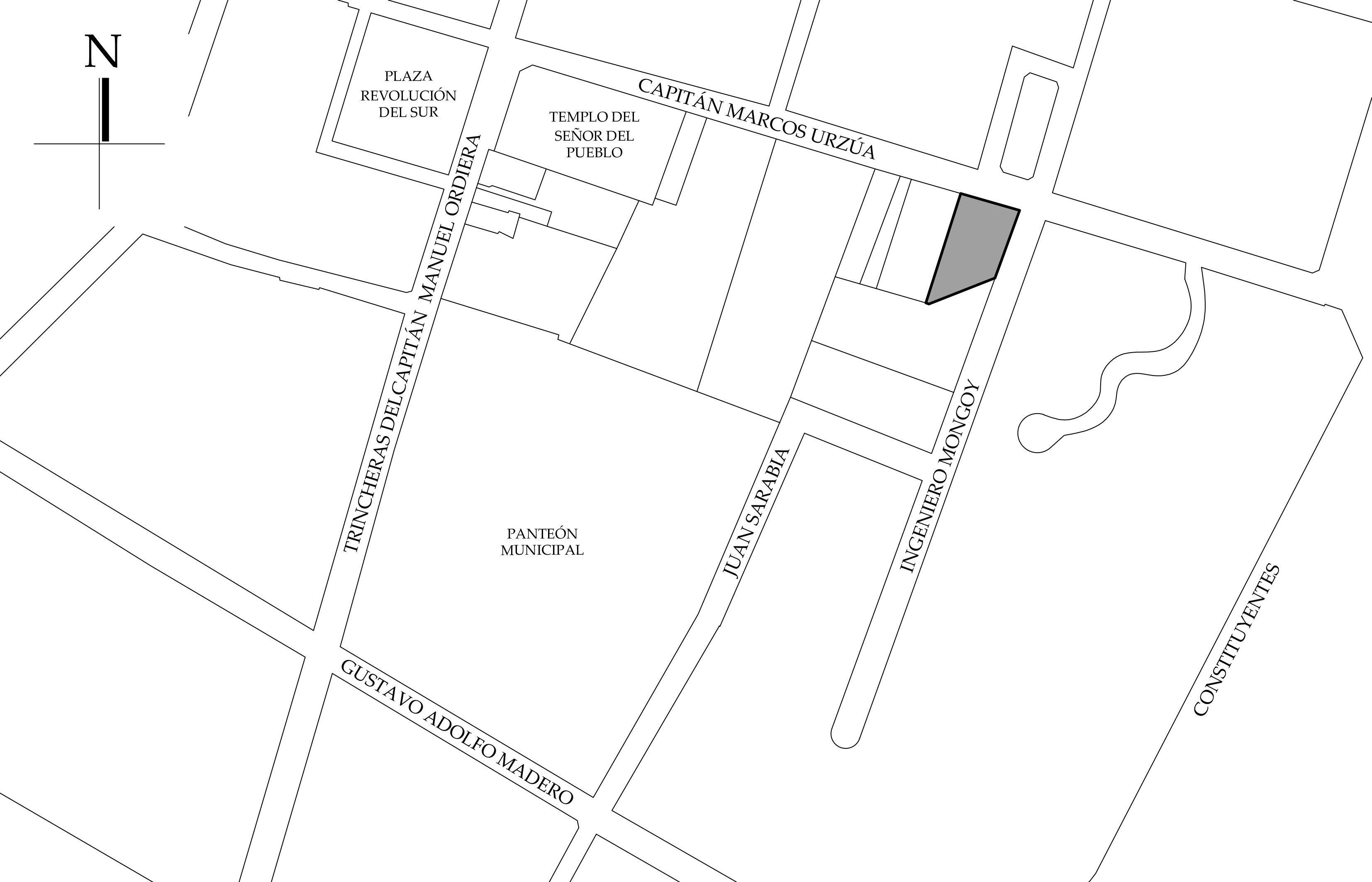 Croquis de localizaci&oacute;n, 2020. Fuente: Direcci&oacute;n de Catastro Municipal.