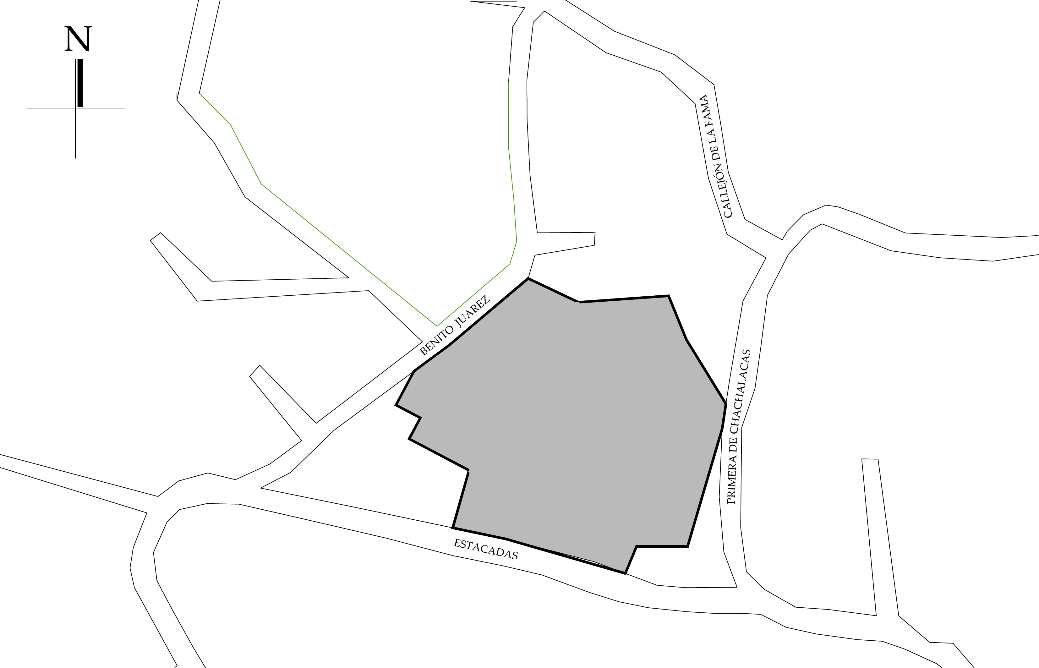 Croquis de Localización. Fuente: Plano de la Ciudad de Taxco, Secretaria de Planeación, Desarrollo Municipal y Obras Públicas de Taxco. 2019.
