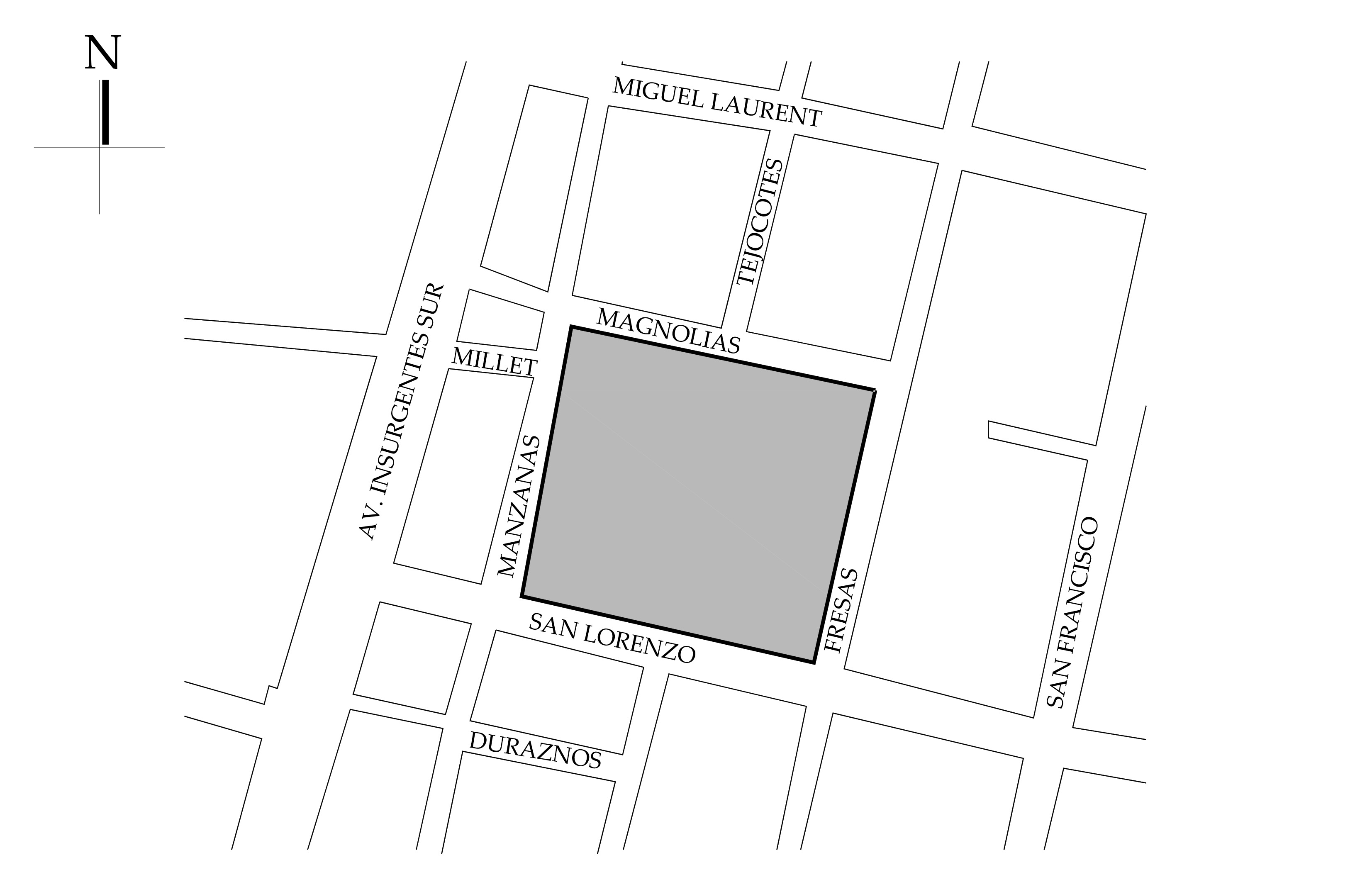 Croquis de localización. 2018. Fuente: Sistema de Información Geográfica, SEDUVI.