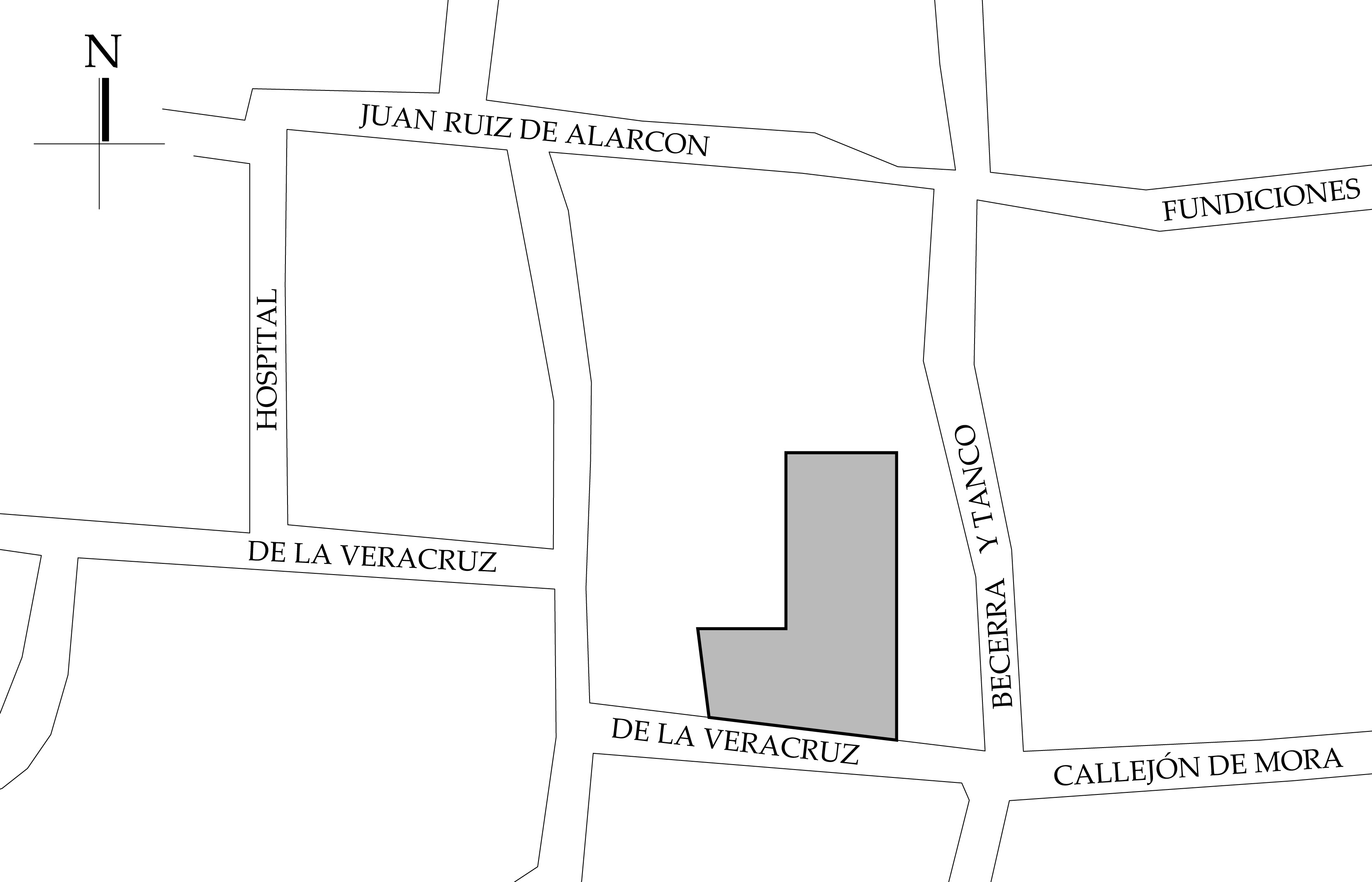 Croquis de Localizaci&oacute;n. Fuente: Plano de la Ciudad de Taxco, Secretaria de Planeaci&oacute;n, Desarrollo Municipal y Obras P&uacute;blicas de Taxco. 2019.