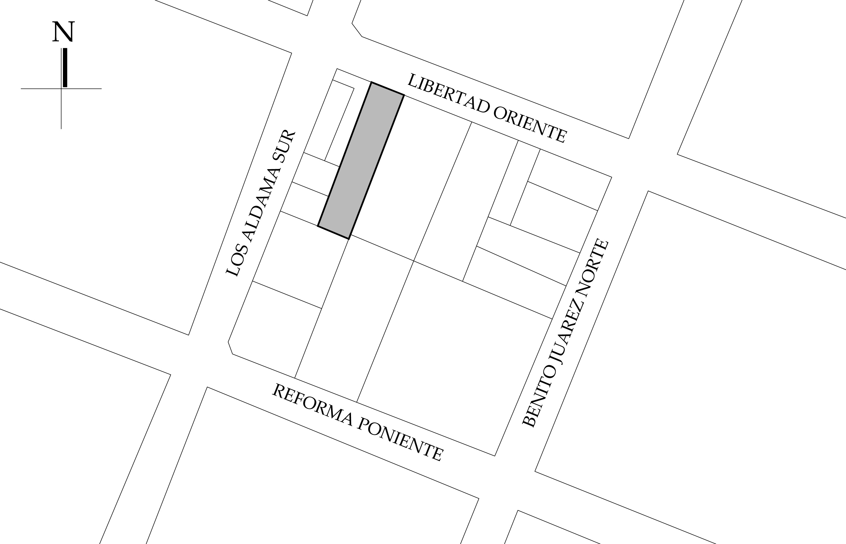 Croquis de localizaci&oacute;n, 2023. Fuente: Plano Catastral del Visor Urbano San Pedro, 2021.