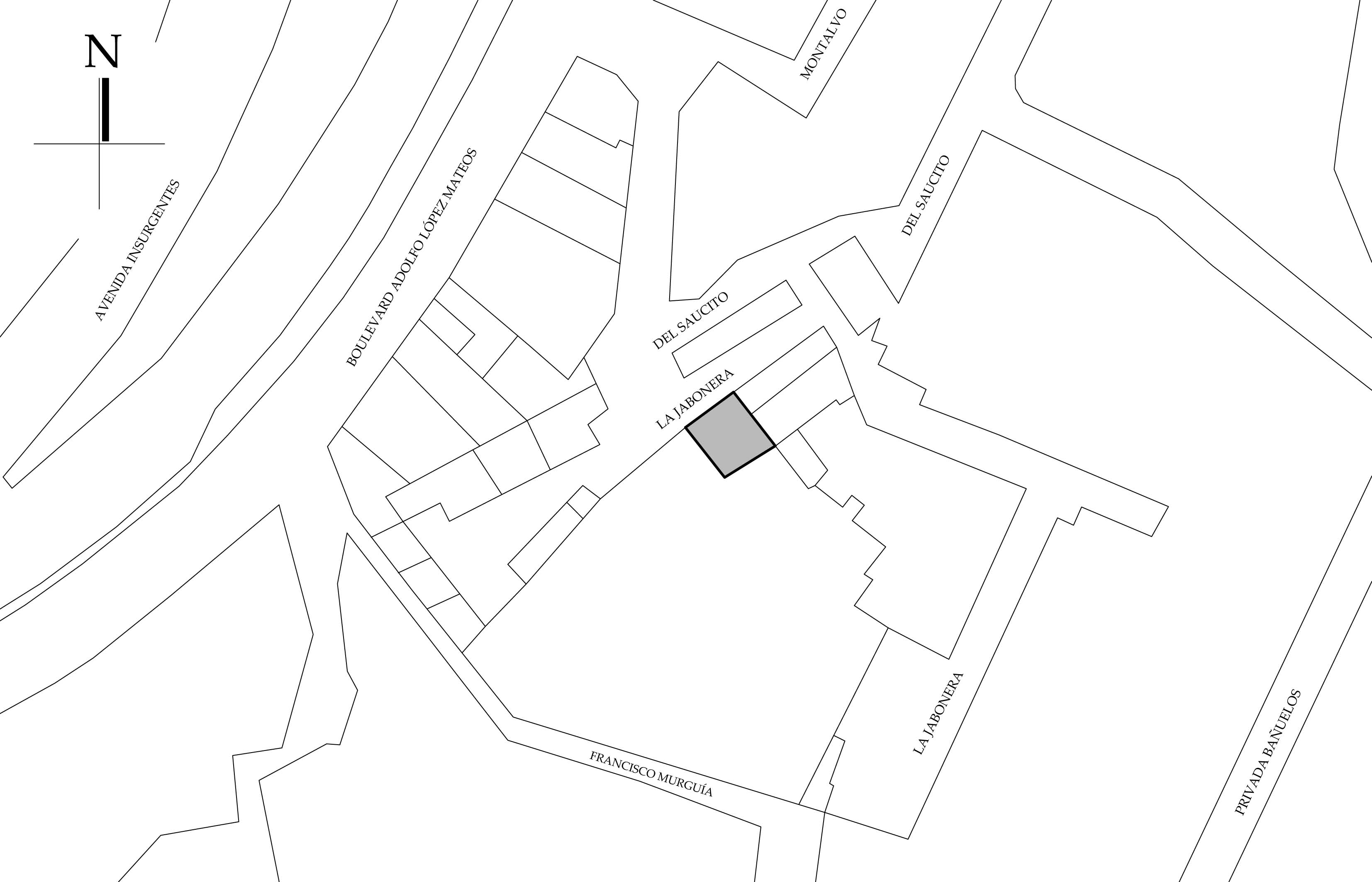 Croquis de localizaci&oacute;n, 2021. Fuente: Plano catastral.