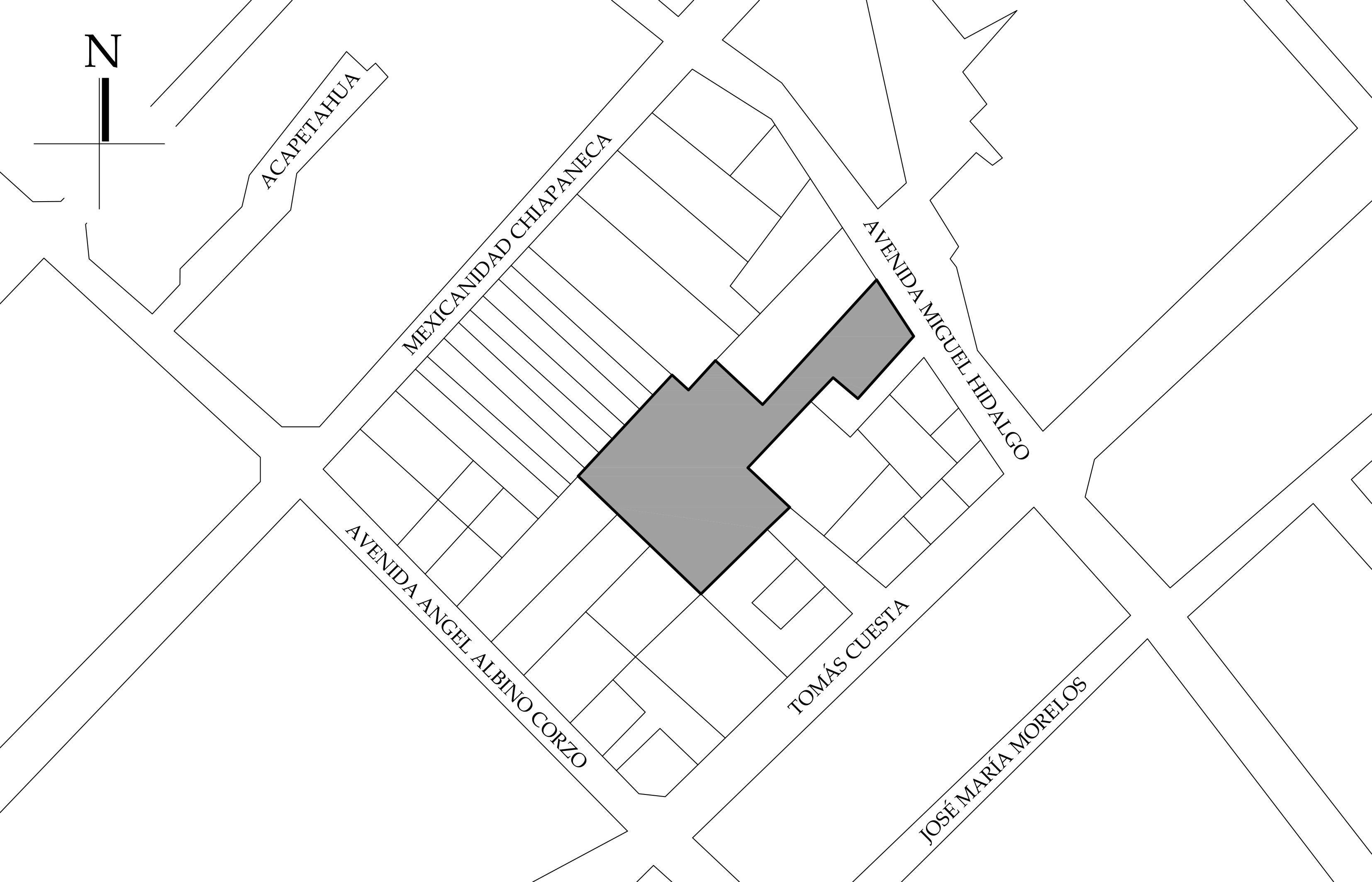 Croquis de localización, 2015. Fuente: Plano de Zona de Monumentos Históricos de Chiapa de Corzo, 2020.