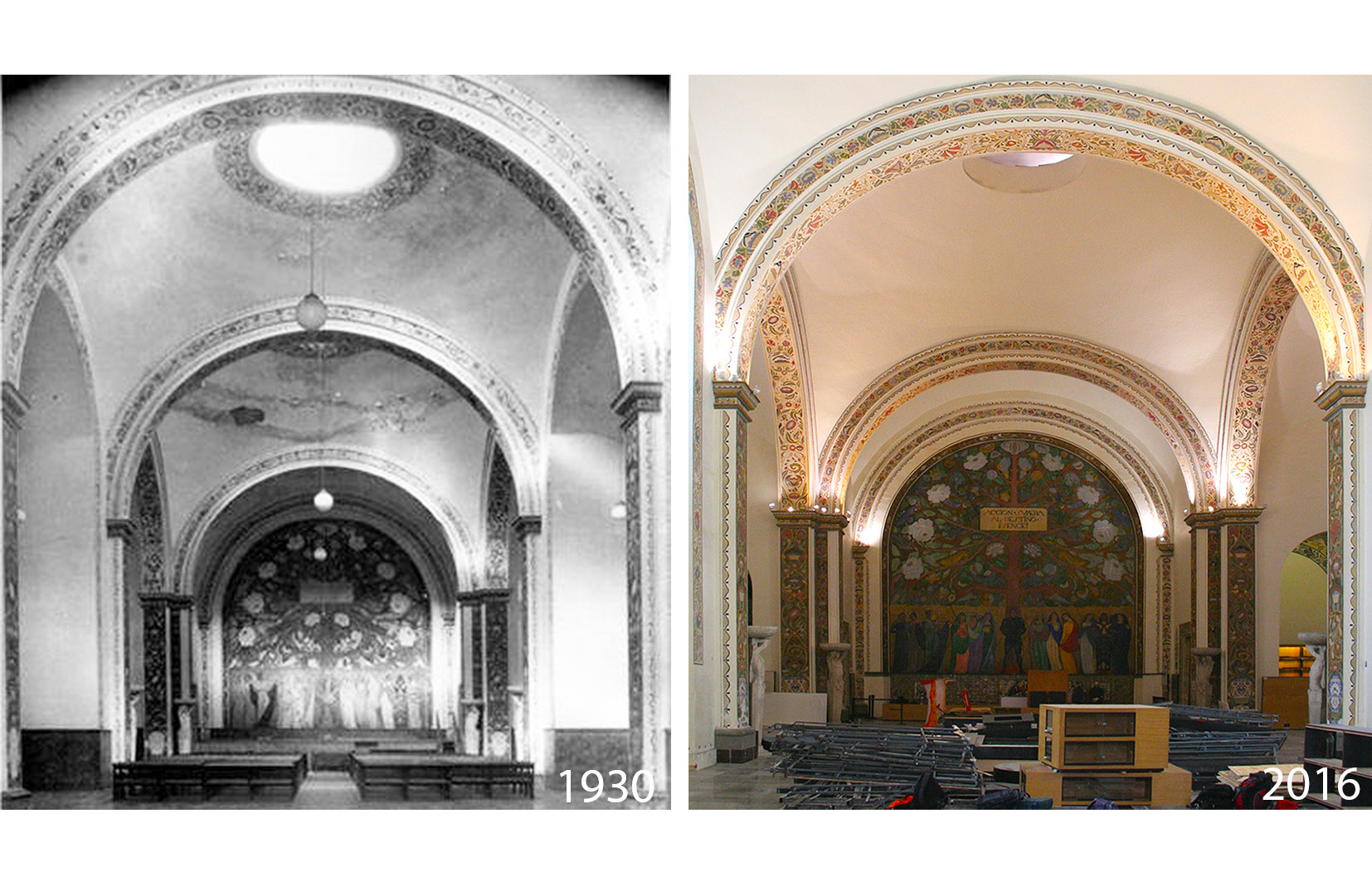 Imágenes de detalle interior, 1930 y 2016.