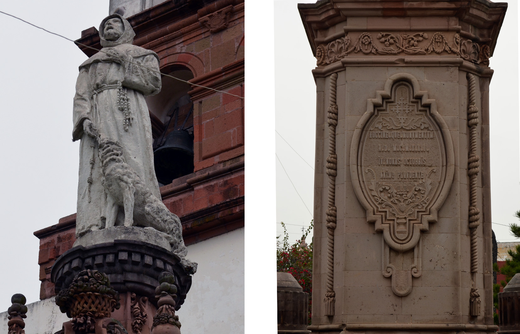 Escultura y detalle de la inscripci&oacute;n, 2016.