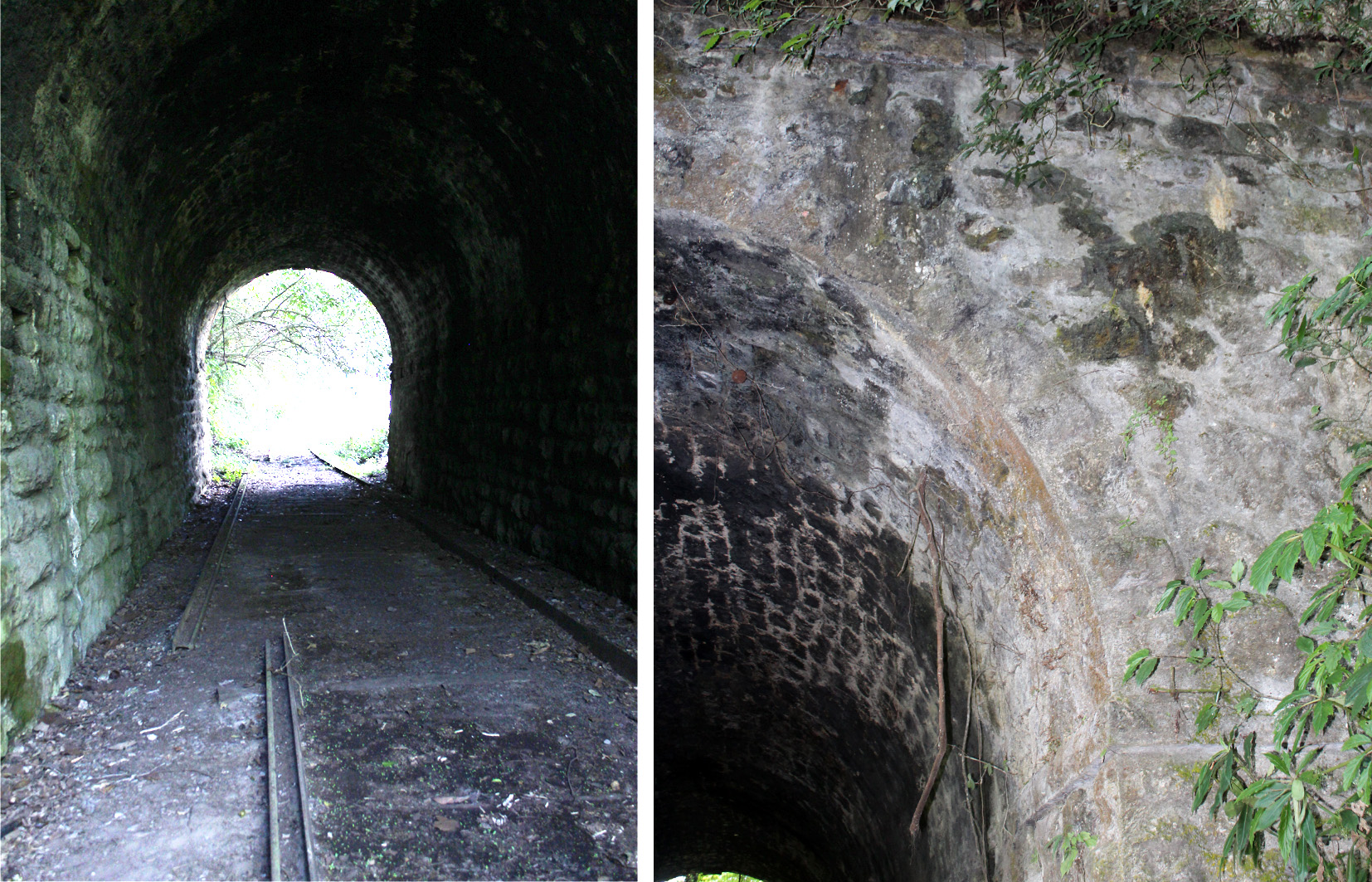 T&uacute;nel (izquierda), detalle del arco (derecha), 2018.