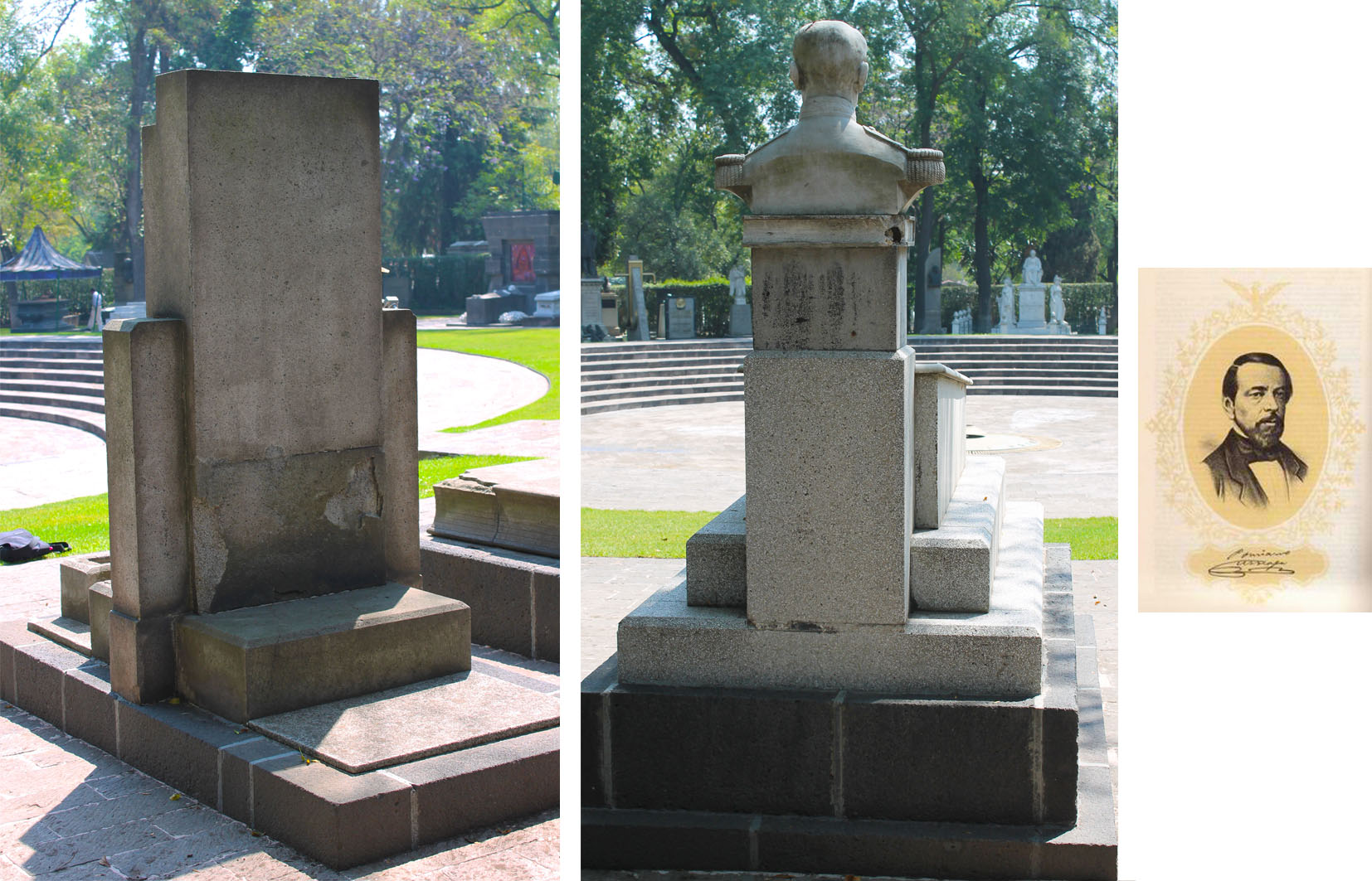 Vistas del monumento e imagen del personaje, 2016.