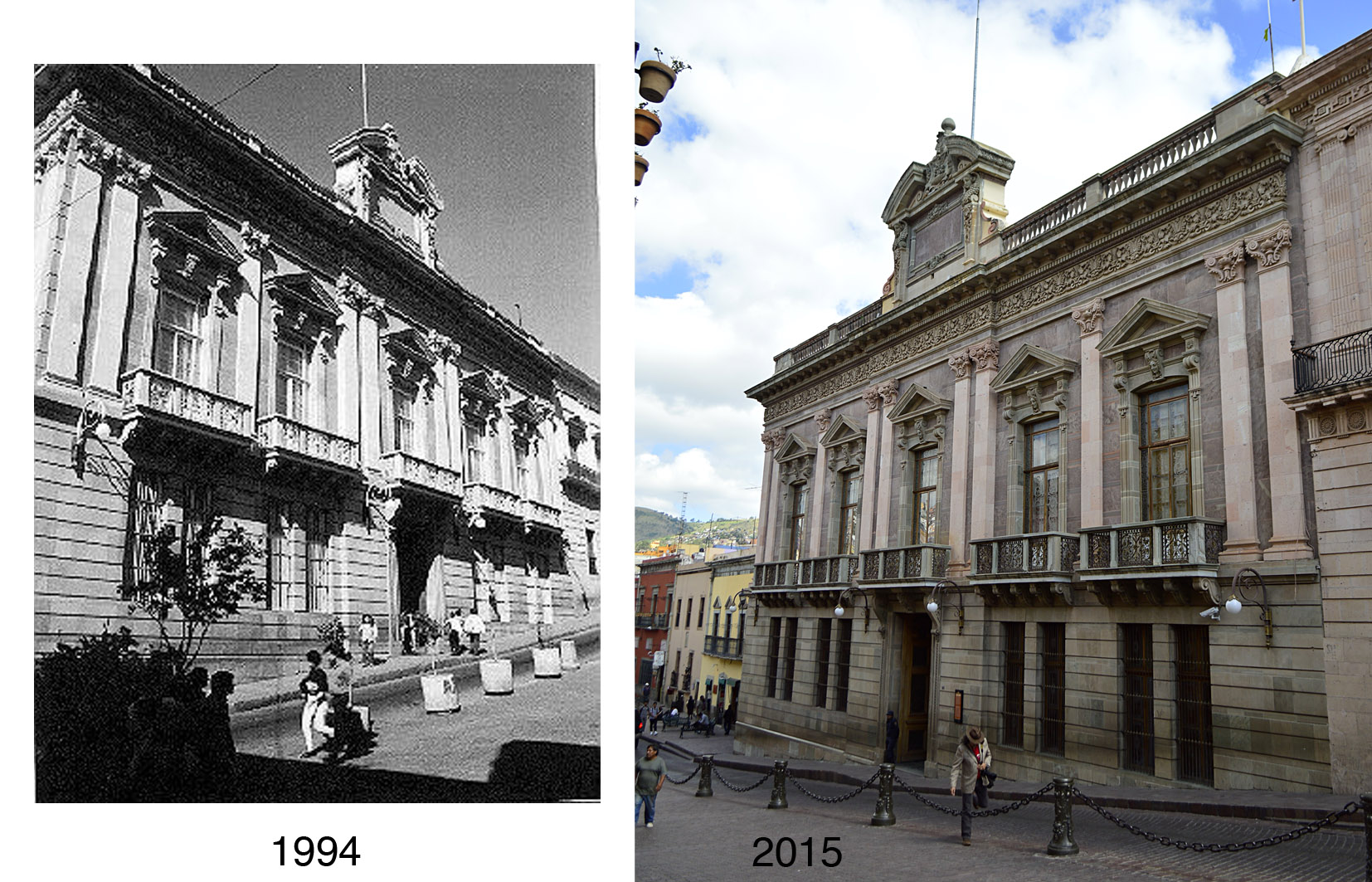 Im&aacute;genes de fachada, 1994 y 2015.