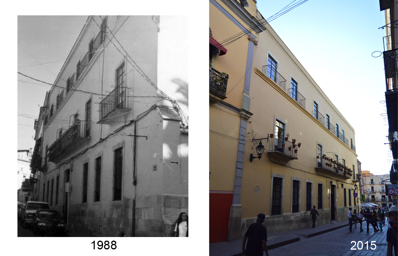 Im&aacute;genes de fachada, 1988 y 2015.