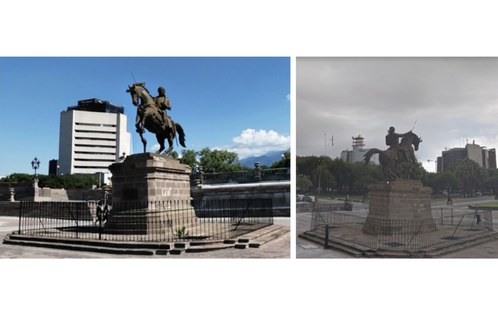 Vistas de la escultura y el pedestal. Fuente: Google Maps, 2022.